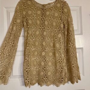 Double Zero Crochet Lace Blouse in Beige